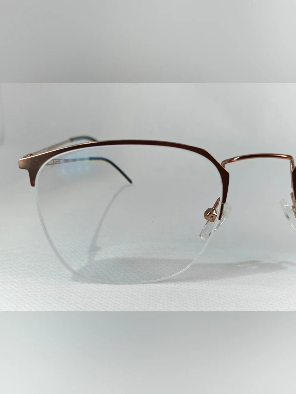 Urban. Simple Elegant Rose Gold High Semi Rimless Eyewear.